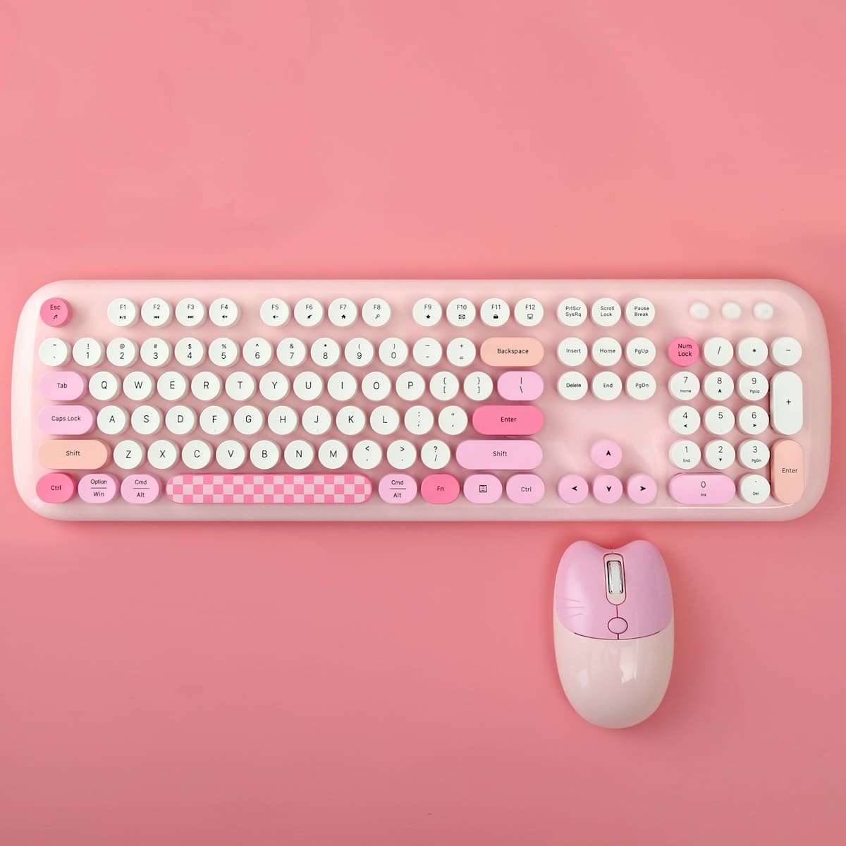 Clavier et souris sans fil rose pour fille