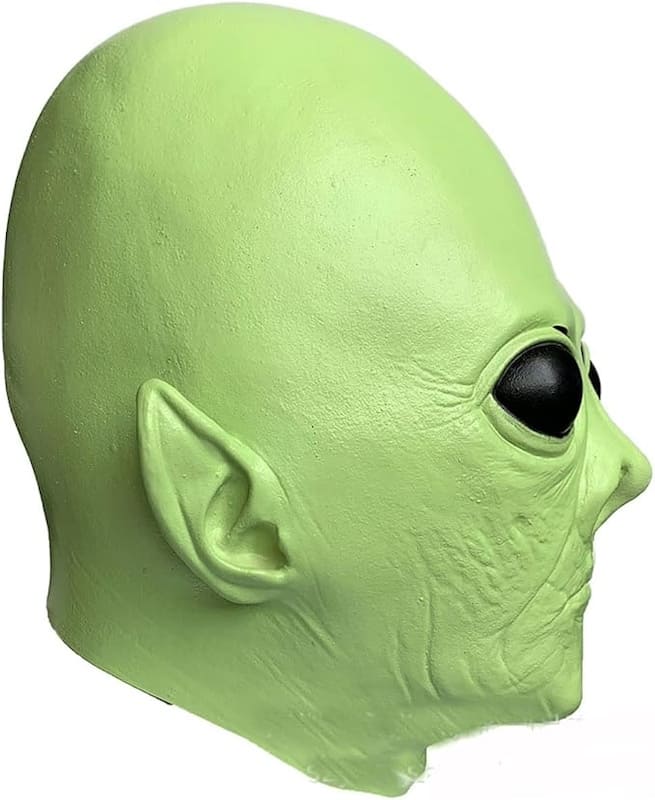 masque facial d'OVNI extraterrestre vert costume de tête effrayant