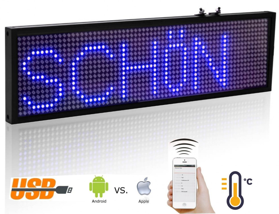 Panneau de signalisation led avec WiFi - bleu 34cm x 9,6 cm