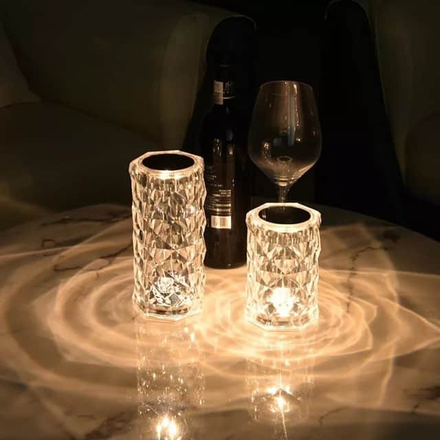 lampe LED tactile en verre cristal petite