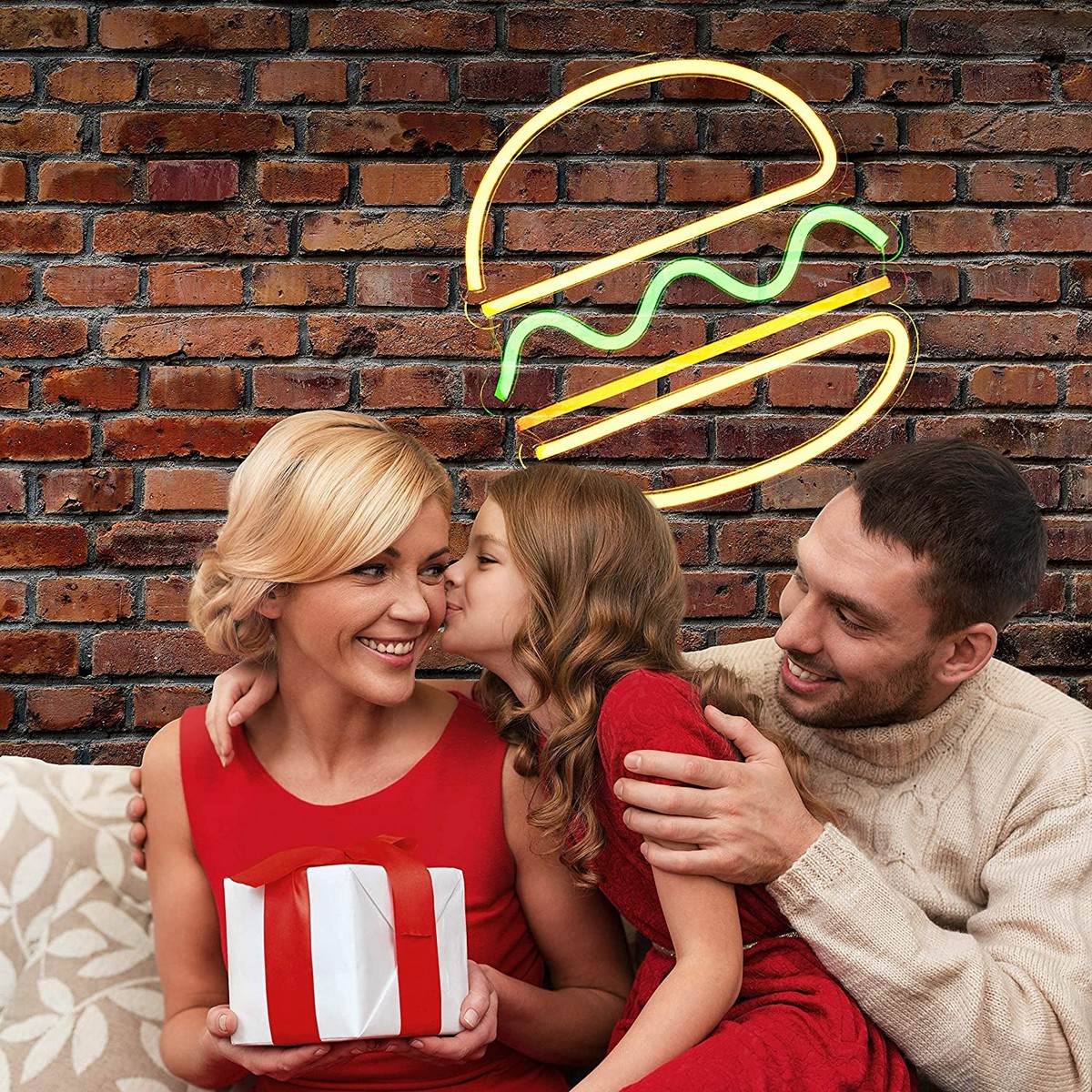 hamburger led logo néon lumineux