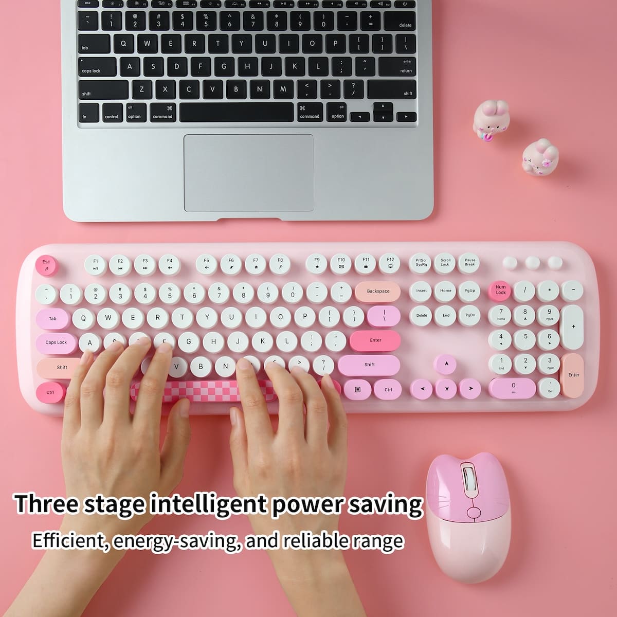 Ensemble clavier sans fil avec souris, couleur rose pour fille