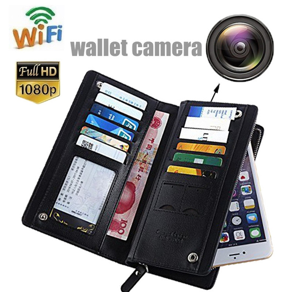 Caméra espion portefeuille cachée avec WiFi + FULL HD 1080P +