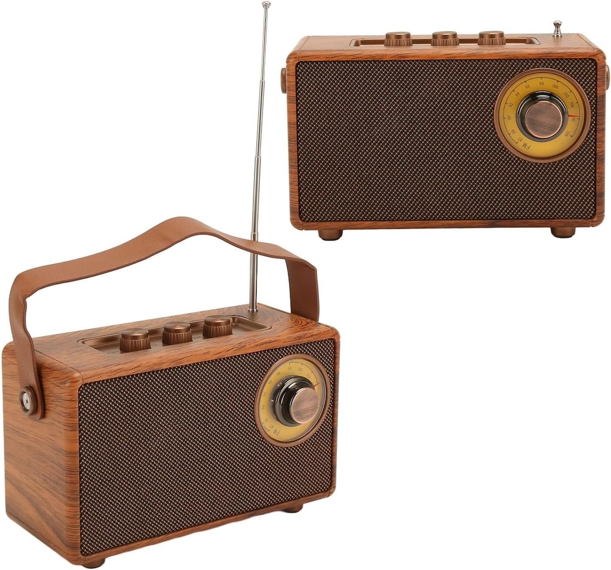 radio mini petit style rétro vintage en bois