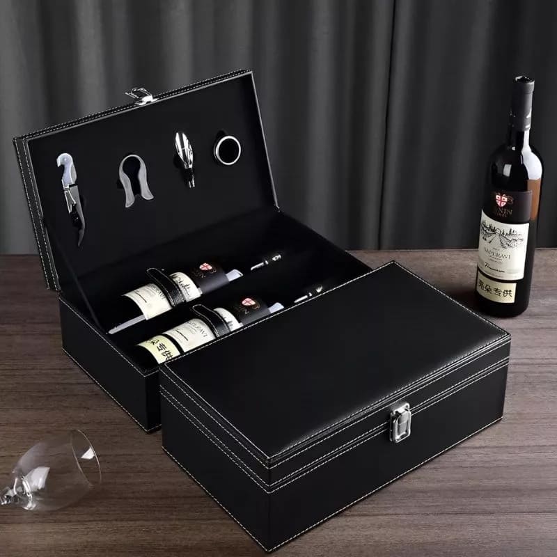 coffret d'accessoires pour le vin coffret cadeau emballage en cuir paniers de luxe