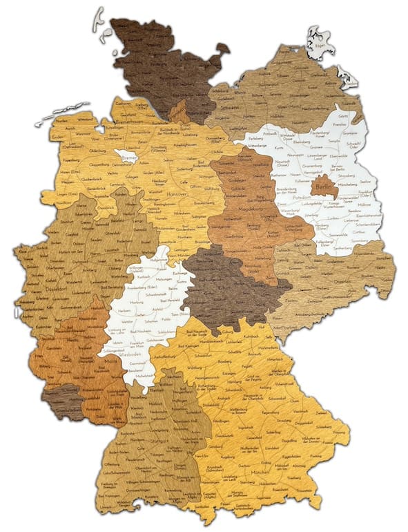 Carte en bois de l'Allemagne 3D / 2D sur le mur