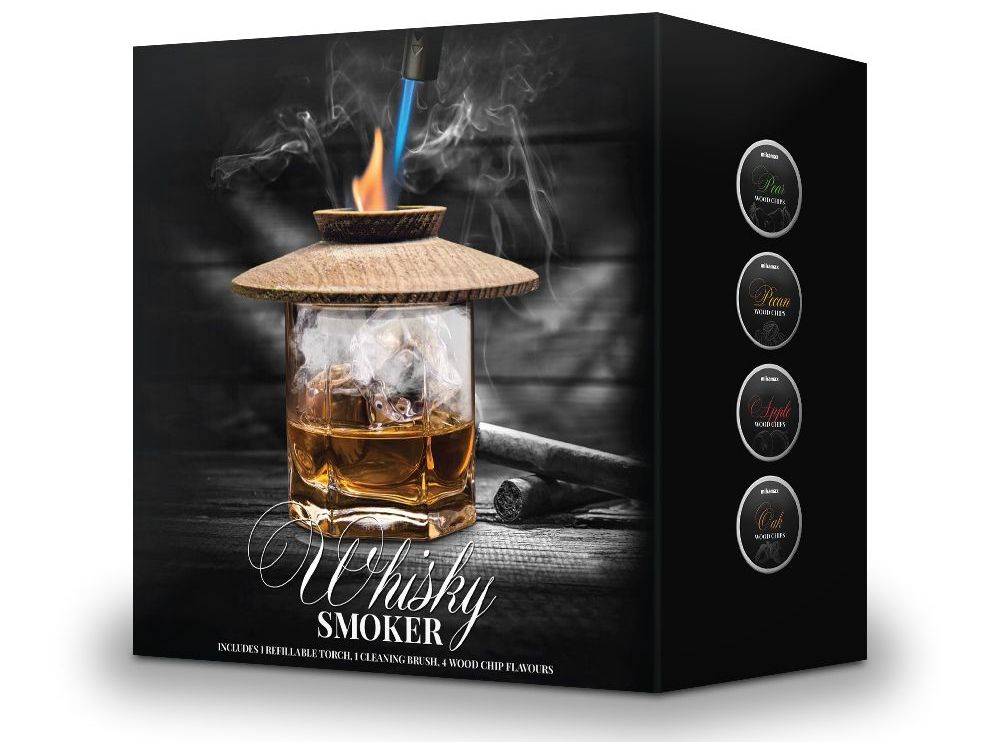 Kit Whisky Smoker + Set pour fumer avec couvercle + Brûleur rechargeable +  Copeaux de bois 4 saveurs