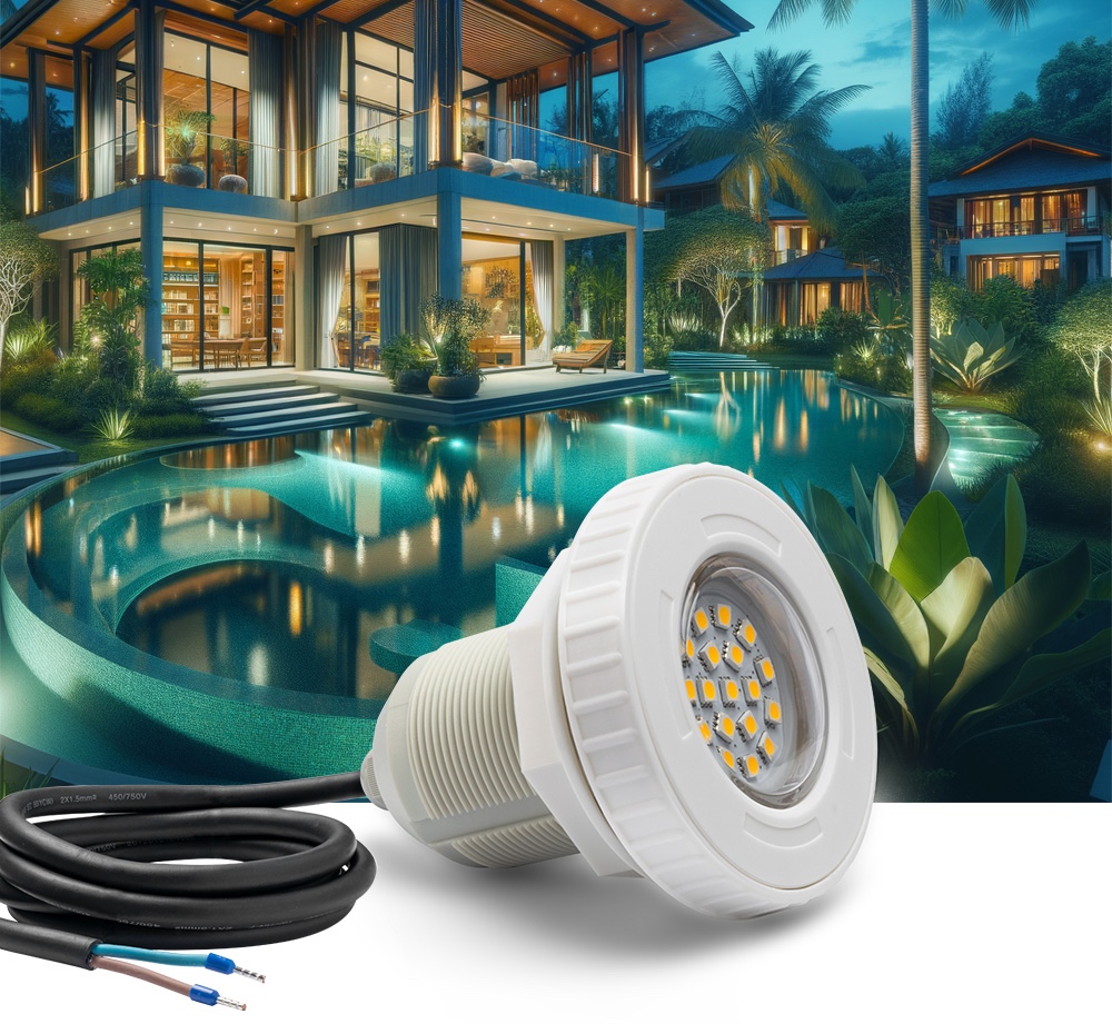 Lampe LED pour l'éclairage d'une piscine ou d'un étang (fontaine) - LED blanche 3000K blanc chaud