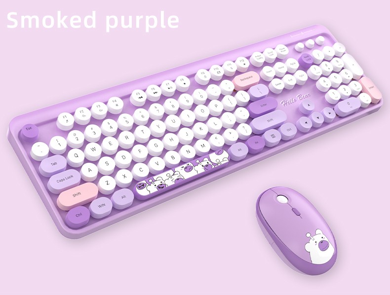 souris et clavier violet sans fil wifi pour fille