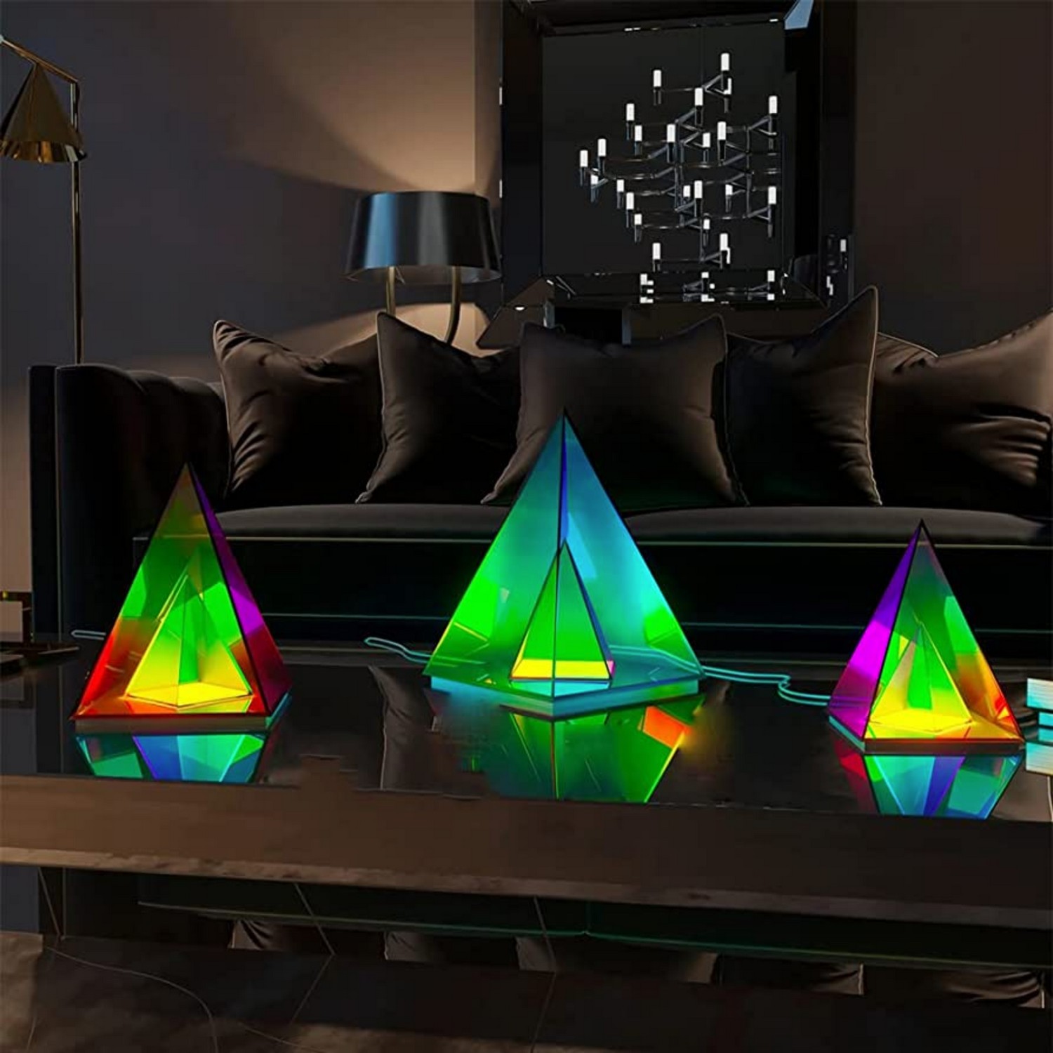 Lampe LED 3D pyramide lumière LED colorée pour table