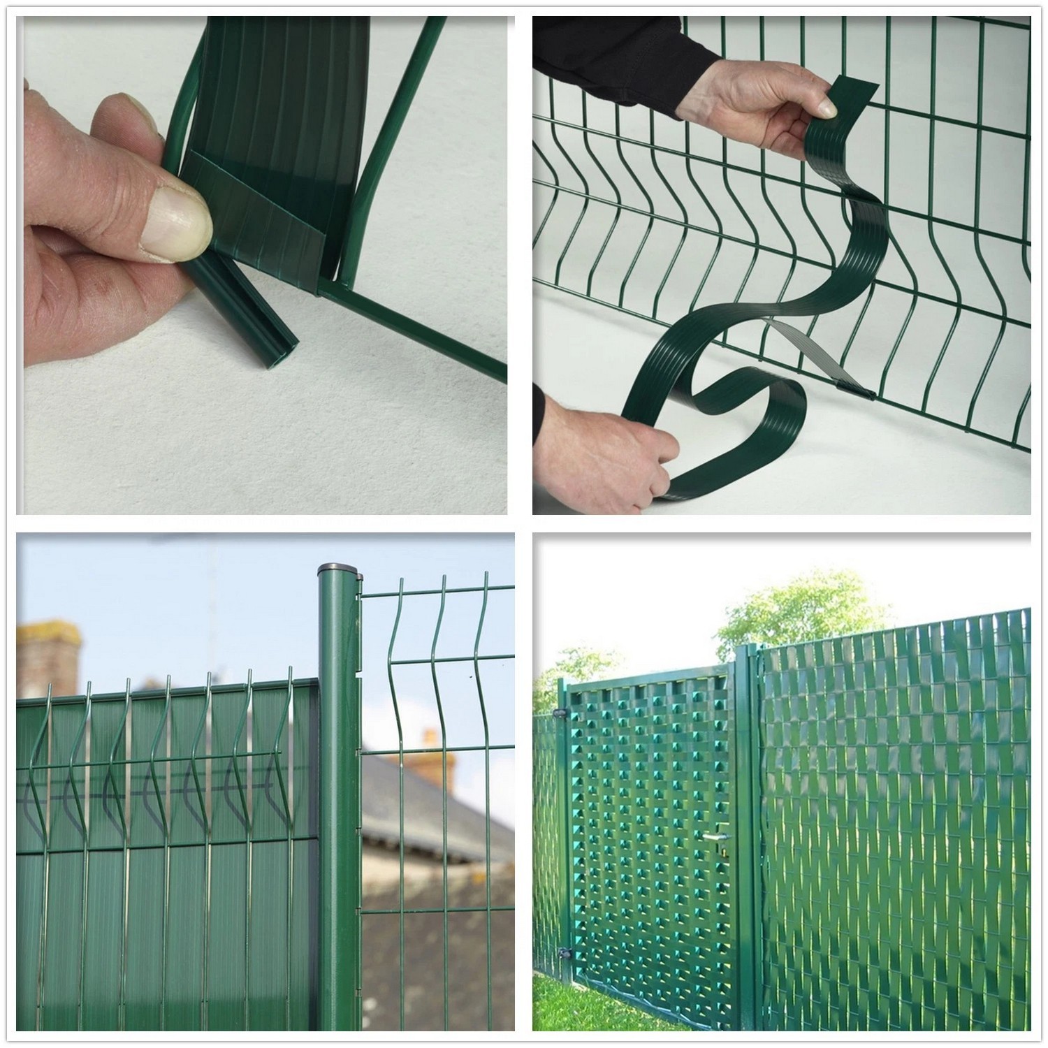 Ruban de confidentialité en plastique flexible PVC pour clôture en maille 3D vert