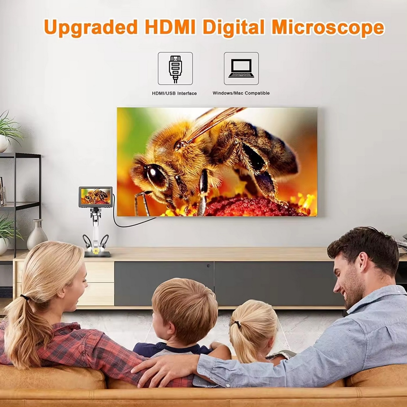 microscope avec affichage numérique électronique Full HD pour ordinateur TV avec fonction zoom