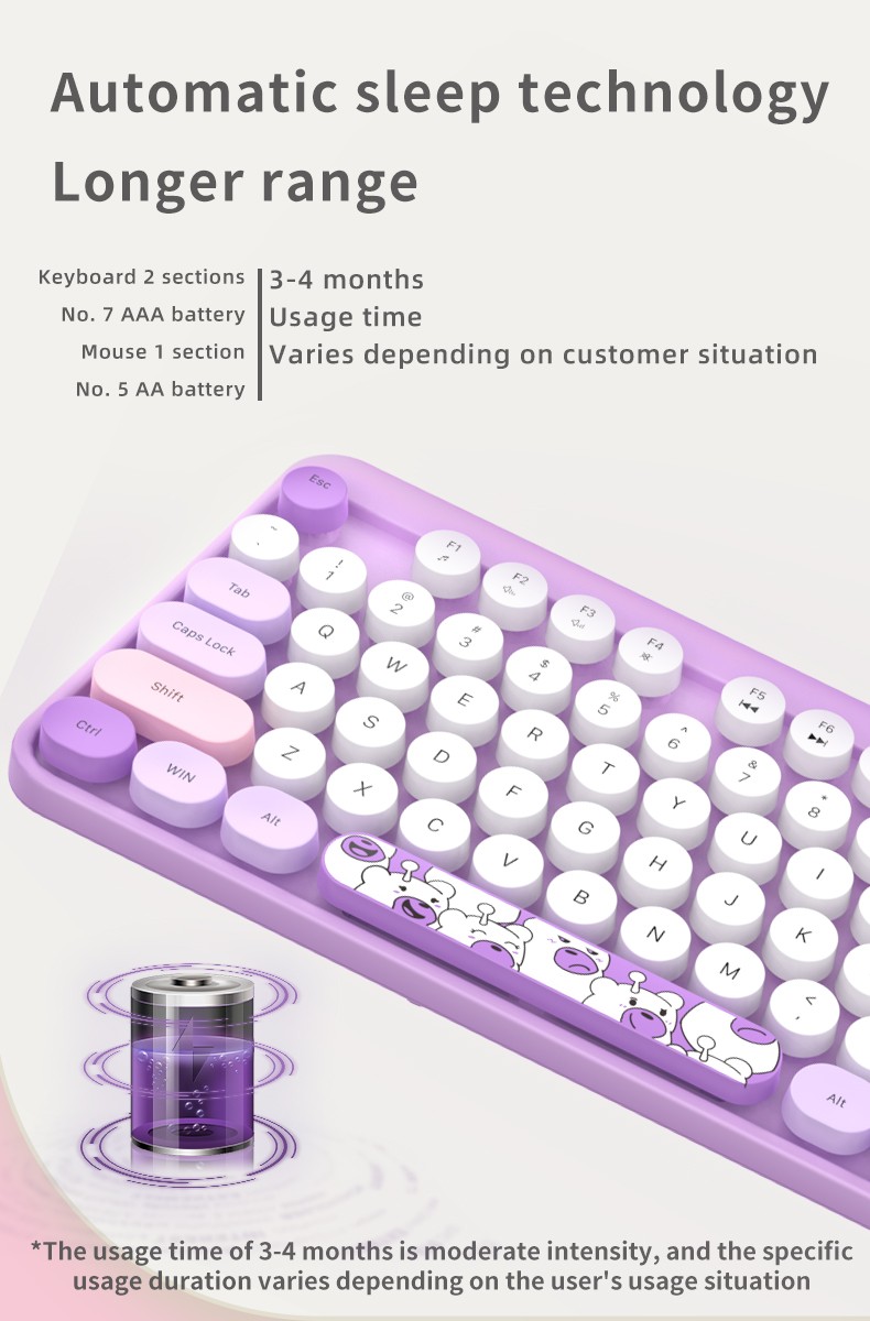 ensemble clavier et souris sans fil violet style tendance wifi