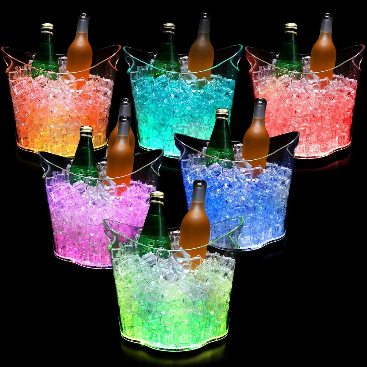 seau de refroidissement pour boissons en verre transparent changeant de couleur